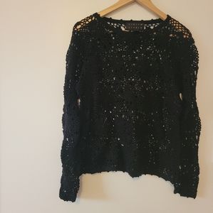 FINITY STUDIO CROCHET BLACK SWEATER